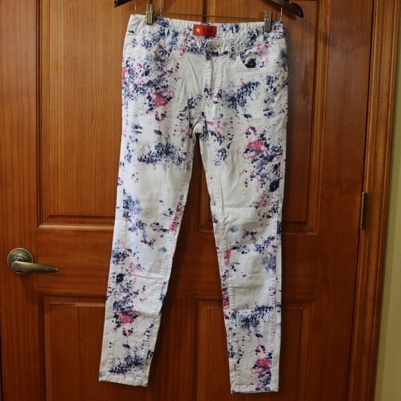 7 Star White Splatter Painted Skinny Jean's 29 - Picture 2 of 14